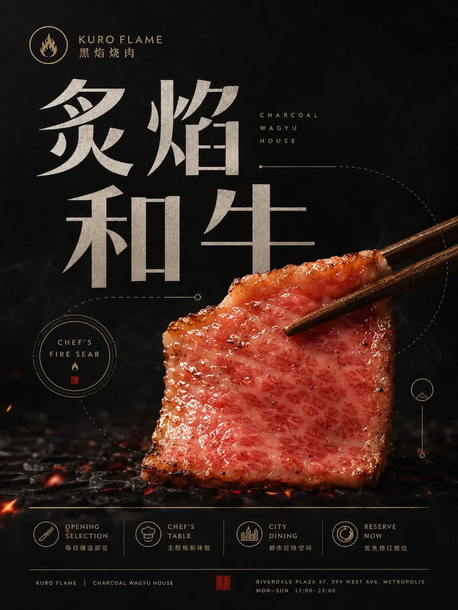 暗色食欲海报系统